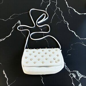 Susan Gail Vintage White Leather Faux Pearl Cocktail Party Crossbody Bag New